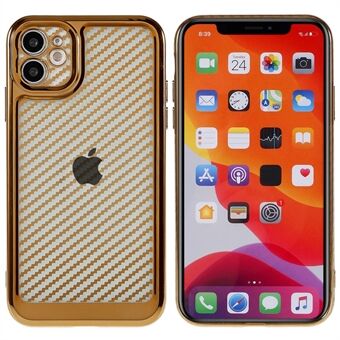 For iPhone 11 6.1 inch Carbon Fiber Texture Flexible TPU Phone Case Stylish Electroplating Back Cover