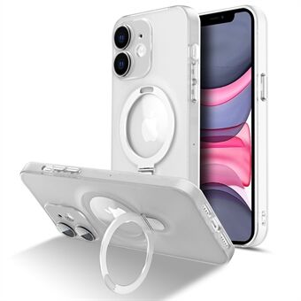 For iPhone 11 6.1 inch Magnetic Kickstand Case Matte PC+TPU Phone Cover with Camera Lens Protector