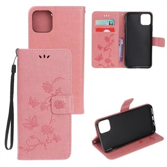 Imprint Style Butterfly Flowers Leather Wallet Case Shell for iPhone 11 Pro 5.8 inch (2019)