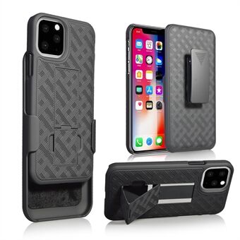 Braided Pattern Belt Clip Kickstand PC Phone Shell for iPhone 11 Pro 5.8 inch (2019)