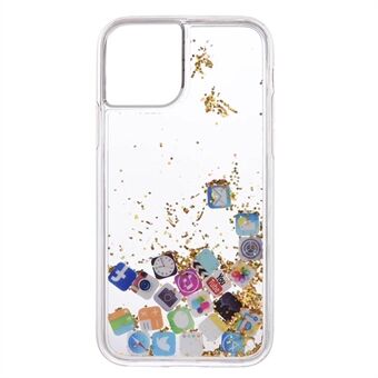 APP Icon Dynamic Glitter Powder Sequins TPU Back Shell for iPhone 11 Pro 5.8 inch (2019) - Gold