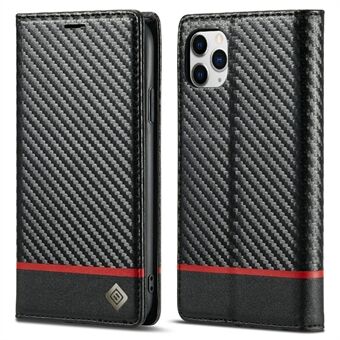 LC.IMEEKE Carbon Fiber Texture Stand Wallet Leather Phone Shell Cover for iPhone 11 Pro 5.8 inch