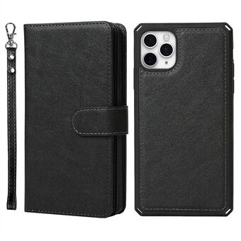 Multiple Card Slots PU Leather Wallet Stand Design Detachable Phone Case Shell with Wrist Strap for iPhone 11 Pro 5.8 inch