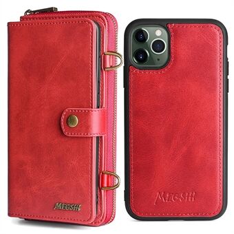 MEGSHI 020 Series Magnetic Detachable Design Scratch-resistant Shockproof PU Leather and TPU Wallet Cover Shoulder Bag for iPhone 11 Pro 5.8 inch