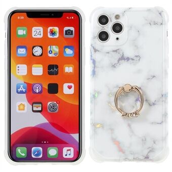 Rotating Ring Kickstand Design Case Marble IMD Laser Four Corner Anti-fall TPU+PC Cover for iPhone 11 Pro 5.8 inch