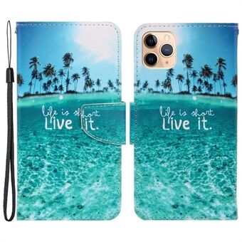 Magnetic Flip Pattern Printing Inner TPU and PU Leather Wallet Case Stand Folio Cover with Strap for iPhone 11 Pro 5.8 inch