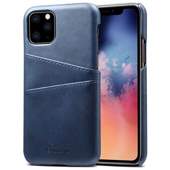 SUTENI Anti-fall PU Leather Coated PC Case Textured Phone Protector with Card Holders Design for iPhone 11 Pro 5.8 inch