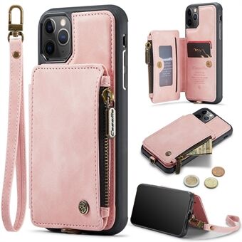 CASEME C20 Series for iPhone 11 Pro 5.8 inch RFID Blocking Phone Case Wallet Kickstand Zipper Pocket Anti-scratch Phone Cover with Strap