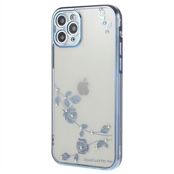 Rhinestone Decor Phone Shell for iPhone 11 Pro 5.8 inch , Flower Pattern Soft TPU Electroplated Back Cover