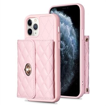 BF21 Phone Case for iPhone 11 Pro 5.8 inch PU Leather+TPU Kickstand Card Holder Cover with Shoulder Strap