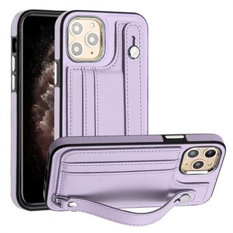 Card Slots Phone Case for iPhone 11 Pro YB Leather Coating Series-5 Anti-Scratch TPU Cover with Kickstand