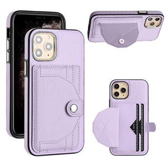 YB Leather Coating Series-4 for iPhone 11 Pro Kickstand PU Leather Coated TPU Phone Case with Card Holder