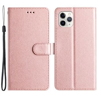 Shockproof Case for iPhone 11 Pro Silk Texture PU Leather Wallet Phone Foldable Stand Cover with Wrist Strap