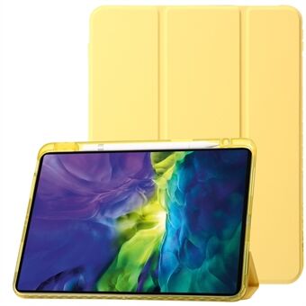 For iPad Pro 12.9-inch (2018) / (2020) / (2021) / (2022) Trifold Stand Tablet Case PU Leather + Clear Acrylic Shell