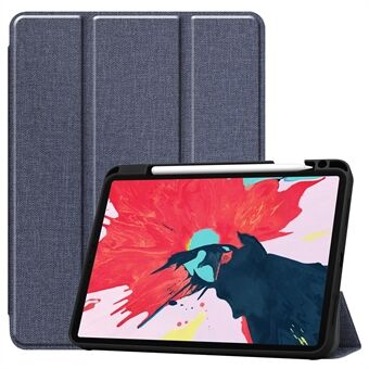 Jeans Texture Tri-fold Stand PU Leather Tablet Casing with Pen Slot for iPad Pro 11-inch (2020) / (2018)