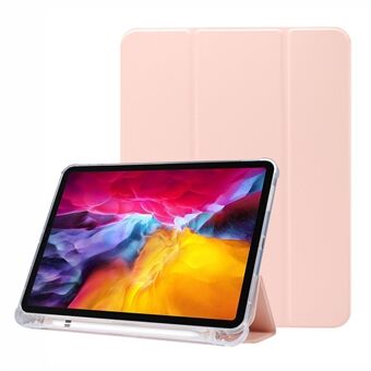 Tri-fold Stand Auto Wake/Sleep TPU + Leather Cover Transparent Tablet Case for iPad Pro 11-inch (2021)/(2020)/(2018)