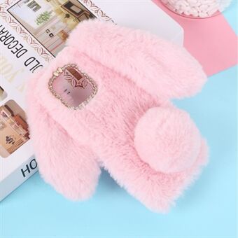 Adorable Long Ears Rabbit Shape Fur Coated Soft TPU Phone Case for Apple iPhone 12 mini