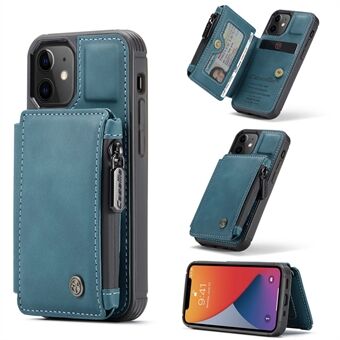 CASEME C20 Series Zippered Card Slots Wallet Leather Case for iPhone 12 mini