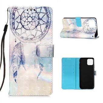 Pattern Printing PU Leather Cover Wallet Phone Case with Strap for iPhone 12 mini - Feather Dream Catcher