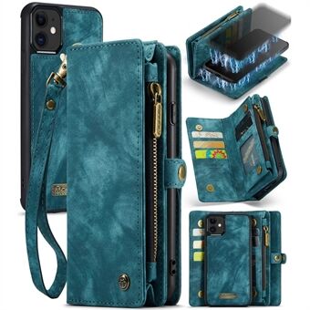 CASEME 008 Series PU Leather Magnetic Multi-function Zipper Wallet Detachable Stand Case for iPhone 12 mini 5.4 inch