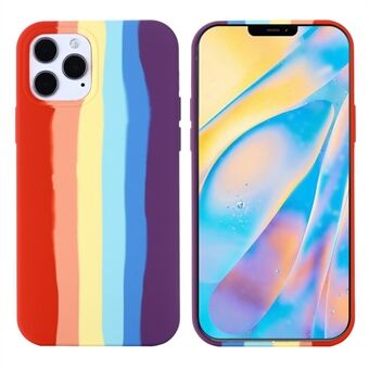 Liquid Silicone Rainbow Pattern Printing Phone Cover Shell for iPhone 12 mini