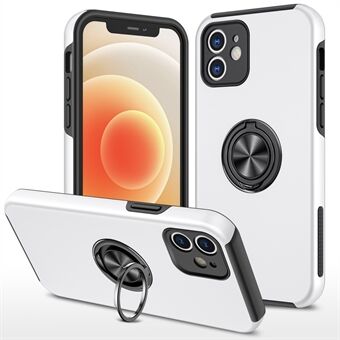 Ring Shape Kickstand Design Hybrid Phone Case Cover with Built-in Metal Sheet for iPhone 12 mini