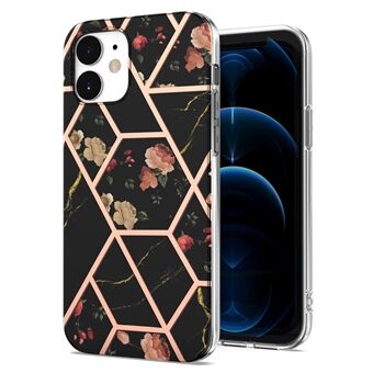 For Phone 12 mini 5.4 inch 2.0mm IMD IML Electroplating Marble Phone Case Shell with Flower Pattern