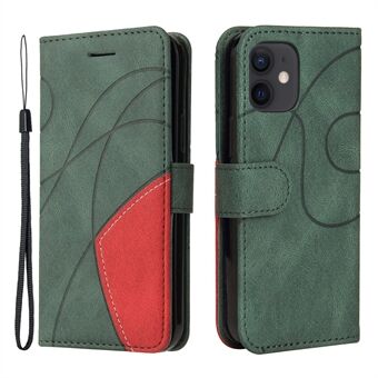 Stand Wallet Leather Phone Case Shell with Bi-colour Splicing Design for iPhone 12 mini 5.4 inch