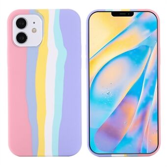 Rainbow Style Liquid Silicone Phone Back Cover Shell for iPhone 12 mini 5.4 inch