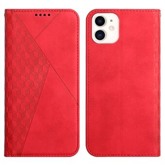 Rhombus Pattern Stand Wallet Leather Magnetic Absorption Phone Cover Protector for iPhone 12 mini 5.4 inch