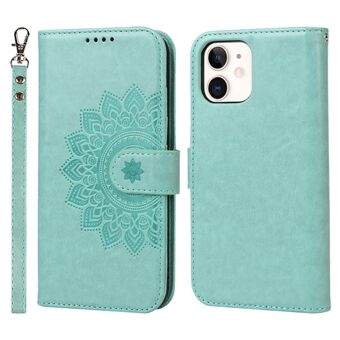 Felled Seam Design R61 Texture PU Leather Wallet Phone Cover Shell with Pattern Imprinting for iPhone 12 mini 5.4 inch