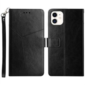 Y-shaped Line Imprinting Texture PU Leather Phone Case Stylish Wallet Shell Stand Cover for iPhone 12 mini 5.4 inch