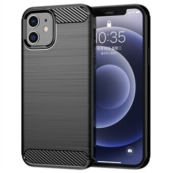 1.8mm Carbon Fiber Brushed Texture Heat Dissipation Back Case Flexible TPU Cover for iPhone 12 mini 5.4 inch