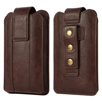 PU Leather Dual Pocket Wallet Cell Phone Belt Clip Holster Cover Pouch Case Waist Bag (L Size) for Xiaomi Huawei iPhone