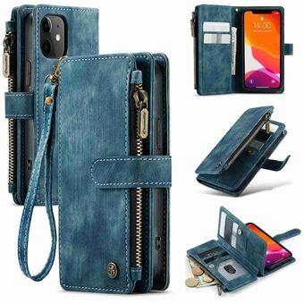 CASEME C30 Series for iPhone X  /  XS 5.8 inch Multifunctional Zipper Pocket Wallet Phone Cover Anti-fall PU Leather Stand Card Holder Case with Strap