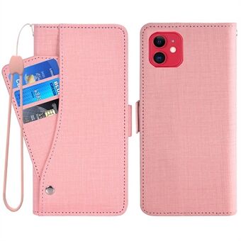 For iPhone 12 mini 5.4 inch Jean Cloth Texture PU Leather Cover Phone Stand Wallet Case with Rotating Card Slot