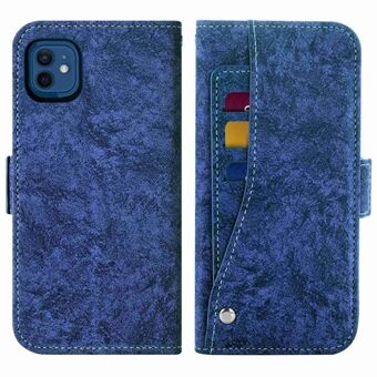 Drop-proof Phone Case For iPhone 12 mini 5.4 inch, Water-ink Painting Texture Rotating Card Slots Stand PU Leather Flip Wallet Cover with Strap