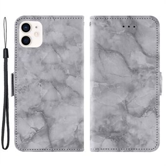 For iPhone 12 mini 5.4 inch Marble Pattern Dual Magnetic Clasp Shockproof PU Leather Stand Flip Wallet Cover