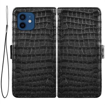 For iPhone 12 mini 5.4 inch Shockproof PU Leather Crocodile Texture Phone Case Wallet Stand Full Protective Cover