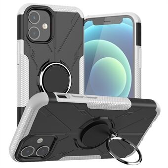 For iPhone 12 mini 5.4 inch PC + TPU 2-in-1 Phone Back Cover Shockproof Protective Case with Ring Kickstand