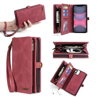 MEGSHI 017 Series For iPhone 12 mini 5.4 inch Magnetic Suction Detachable Cover Zipper Wallet Leather Case