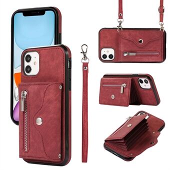 For iPhone 12 mini 5.4 inch RFID Blocking Card Bag Anti-drop Phone Case Kickstand PU Leather+TPU Cover