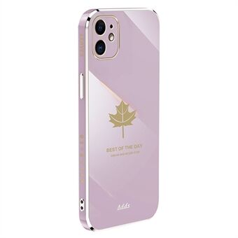 For iPhone 12 mini 5.4 inch Straight Edge TPU Cover 6D Electroplated Maple Leaf Phone Case