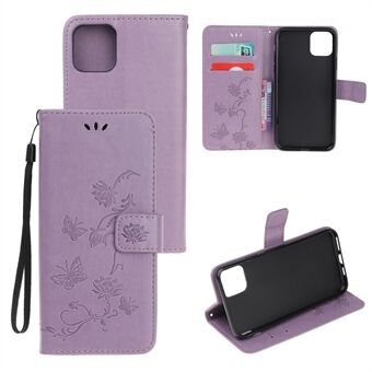 Imprint Butterfly Flowers Leather Wallet Phone Case for iPhone 12