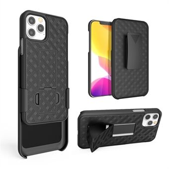 Swivel Belt Clip Holster Woven Texture PC + TPU Hybrid Case for iPhone 12 Pro/12