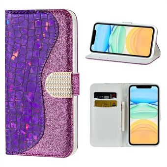 Crocodile Skin Glittery Powder Splicing Leather Cover for iPhone 12 Pro/12