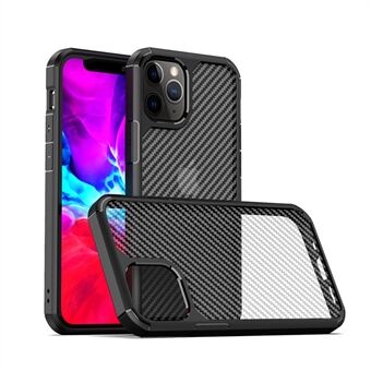 IPAKY Pioneer Series Semi-transparent Matte Carbon Fiber PC + TPU Combo Case for iPhone 12 Pro/12 - Black