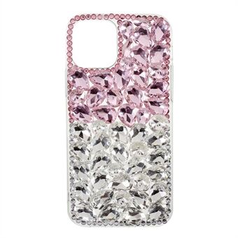 Diamond Sticking Crystal Pink+White Shell TPU Case for iPhone 12/12 Pro