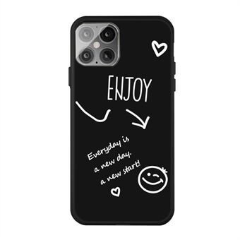 Smile Pattern Printing Matte TPU Back Case for iPhone 12 Pro / iPhone 12 - Black