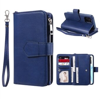 Zippered Leather Wallet Phone Case with Stand for iPhone 12/12 Pro